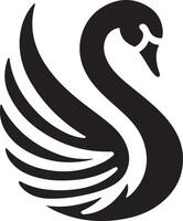 cisne logo vector icono, plano símbolo, negro color silueta, blanco antecedentes 2