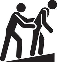 a man help other man vector icon black color silhouette, white background 4