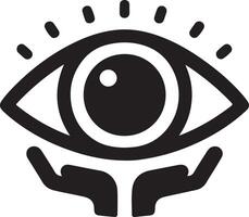 mínimo ojo cuidado logo vector icono, plano símbolo, negro color silueta, blanco antecedentes