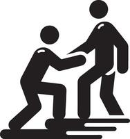 a man help other man vector icon black color silhouette, white background 13