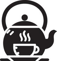 tea kettle vector icon with cup silhouette, black color silhouette 6