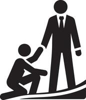 a man help other man vector icon black color silhouette, white background