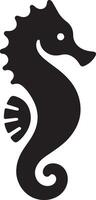 minimal Seahorse vector icon, flat symbol, black color silhouette, white background 8