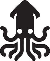 minimal Squid vector icon, flat symbol, black color silhouette, white background 10