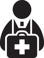 médico logo icono, plano símbolo, negro color silueta 2 vector