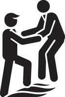 a man help other man vector icon black color silhouette, white background 8