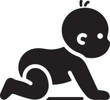 minimal Cute smiling baby crawling icon black color silhouette, logo, clipart, symbol 25 vector