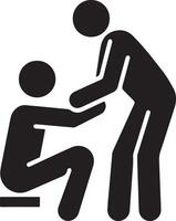 a man help other man vector icon black color silhouette, white background 24