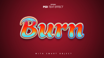 brûler Feu Orange 3d texte effet conception psd