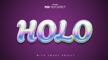 retro hologram colorful shiny text effect design psd