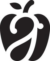 minimal green Pepper brand logo concept black color silhouette, white background 2 vector