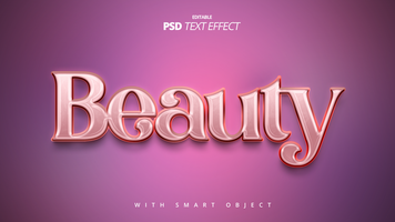 hermosa 3d rosado brillante lujo texto efecto diseño psd