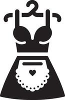 minimal female apron vector icon silhouette, clipart, symbol, black color silhouette 19