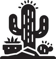 cactus planta icono vector clipart, símbolo, negro color silueta, blanco antecedentes 2