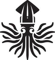 minimal Squid vector icon, flat symbol, black color silhouette, white background 4
