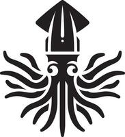 minimal Squid vector icon, flat symbol, black color silhouette, white background 4