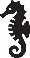 minimal Seahorse vector icon, flat symbol, black color silhouette, white background 5