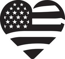 minimal heart shape with us flag vector logo icon, flat symbol, black color silhouette 18