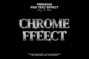 Chrome metal text effect psd