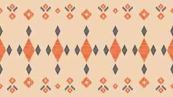 Traditional Ethnic ikat motif fabric pattern background geometric .African Ikat embroidery Ethnic pattern brown cream background wallpaper. Abstract,vector,illustration.Texture,frame,decoration. vector