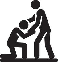 a man help other man vector icon black color silhouette, white background 3