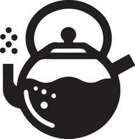 tea kettle vector icon with cup silhouette, black color silhouette 7
