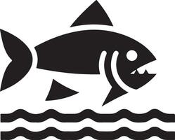 Piranha fish vector icon, clipart, symbol, flat illustration, black color silhouette 7