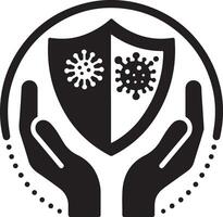 mínimo antibacteriano defensa icono, negro color silueta, logo, clipart, símbolo, negro color silueta 8 vector