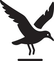 minimal Seagull vector icon, flat symbol, black color silhouette, white background 3