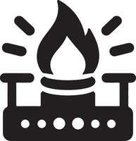 minimal gas burner logo concept vector black color silhouette, white background 9