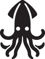 minimal Squid vector icon, flat symbol, black color silhouette, white background 7