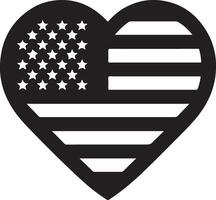 mínimo corazón forma con nosotros bandera vector logo icono, plano símbolo, negro color silueta 2