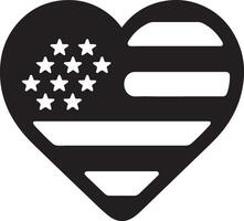 minimal heart shape with us flag vector logo icon, flat symbol, black color silhouette 9