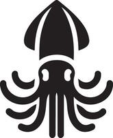 minimal Squid vector icon, flat symbol, black color silhouette, white background 17