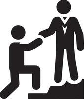 a man help other man vector icon black color silhouette, white background 27