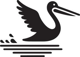 minimal Pelican vector icon, flat symbol, black color silhouette, white background 13