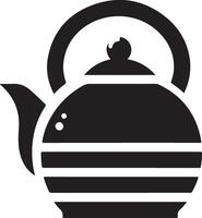 tea kettle vector icon with cup silhouette, black color silhouette 3