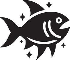 piraña pescado vector icono, clipart, símbolo, plano ilustración, negro color silueta 12