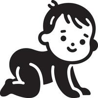 mínimo linda sonriente bebé gateando icono negro color silueta, logo, clipart, símbolo 13 vector