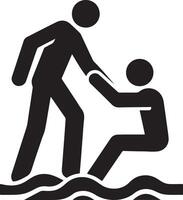 a man help other man vector icon black color silhouette, white background 26