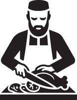 Carnicero carne corte silueta vector icono, clipart, símbolo, negro color 5 5