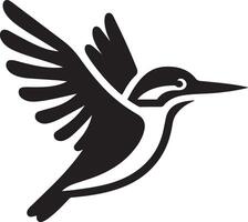 Kingfisher bird vector art icon, clipart, symbol, black color silhouette, white background 22