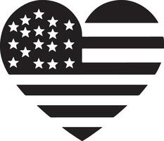 minimal heart shape with us flag vector logo icon, flat symbol, black color silhouette 12