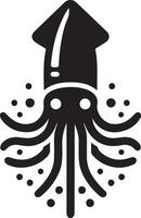 minimal Squid vector icon, flat symbol, black color silhouette, white background 2