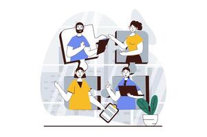 Teamwork concept with people scene in flat design for web. Man and woman working in team, discussing project parts and making tasks. Vector illustration for social media banner, marketing material.