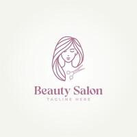 minimalist beauty salon line art logo template vector illustration design. simple modern beauty salon and haircut salon logo concept