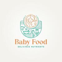minimalist healthy baby food line art logo template vector illustration design. simple modern healthy meal, nutrition, supplement logo concept