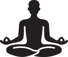 mínimo hombre haciendo yoga icono negro color, clipart, símbolo, silueta 9 9 vector