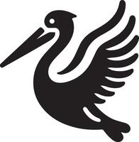 minimal Pelican vector icon, flat symbol, black color silhouette, white background 9