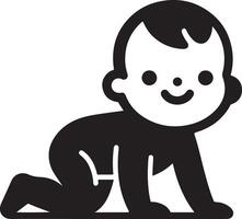 minimal Cute smiling baby crawling icon black color silhouette, logo, clipart, symbol 4 vector